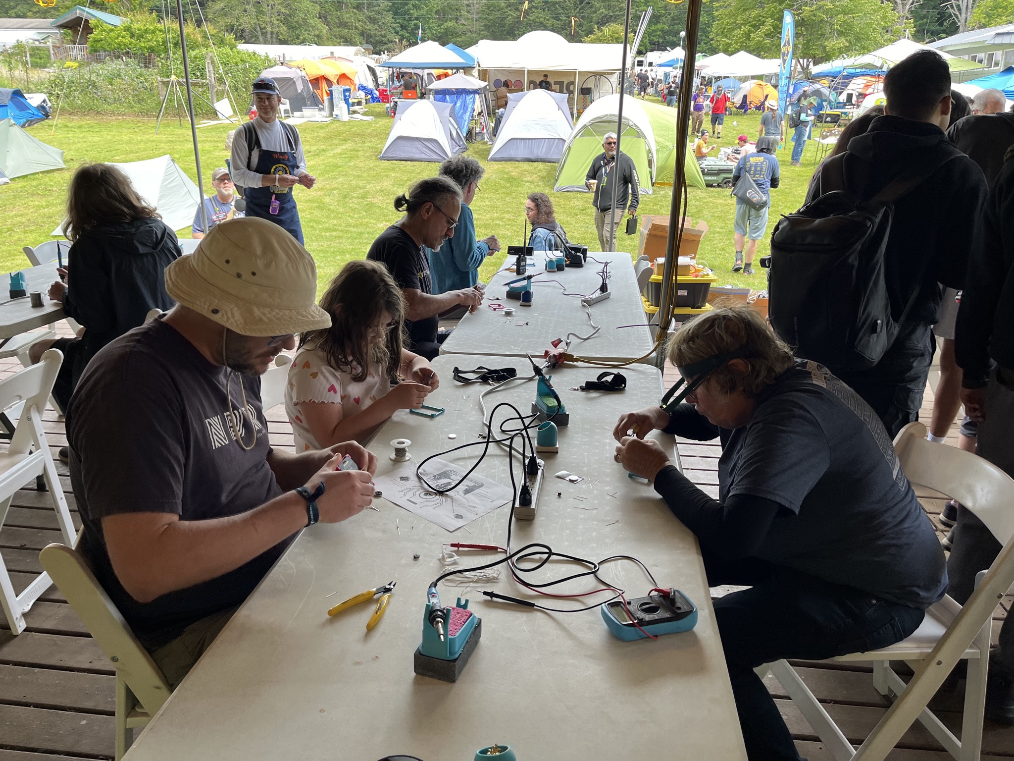 Soldering on the hardware hacking stage